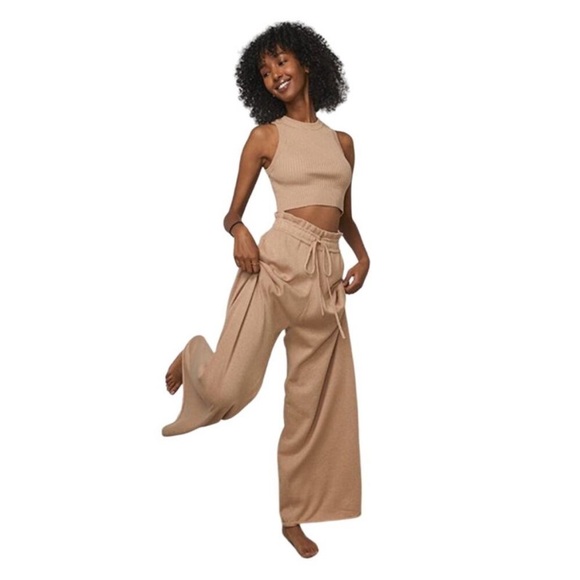 NEW LUNYA M COZY COTTON SILK RELAXED PANT IN NUTMEG - Picture 4 of 7